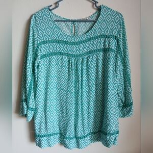 Skies are blue Blouse Plus Size XXL Crochet Accents